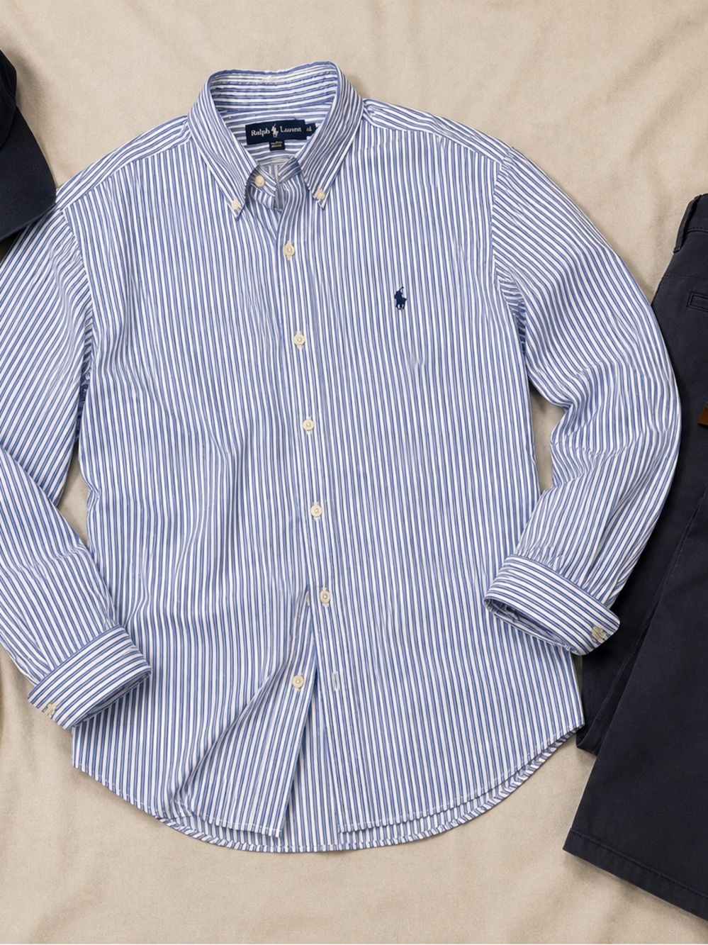 Ralph Lauren Classic Blue and White Stripe Oxford Shirt